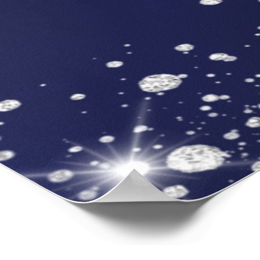 menu van de marineblauwe zilverglitter bruiloft poster (Hoek)