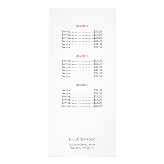 Menu van de prijslijst voor flesjes met flesjes me (Achterkant)