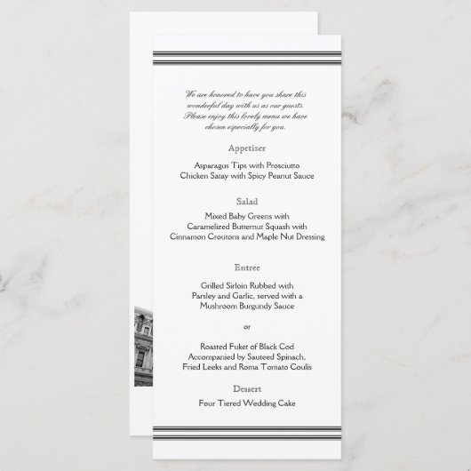 Menu van de weddenschap op de bestemming Philadelp (Voorkant / Achterkant)