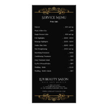 Menu van de zwarte Gold Classic Swirls-serviceprij
