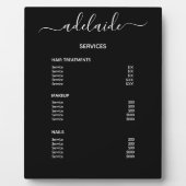 Menu van de zwarte lijst met piekprijzen voor zwar fotoplaat (Voorkant)