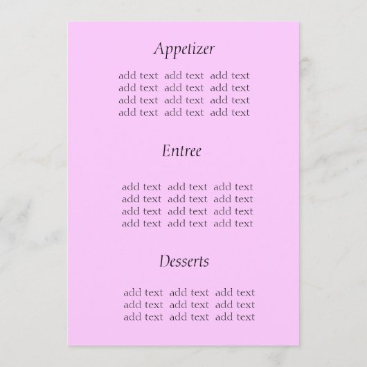 menu van het diner , damask (Achterkant)