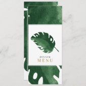 menu van het diner van het groene tropische blad kaart (Voorkant / Achterkant)