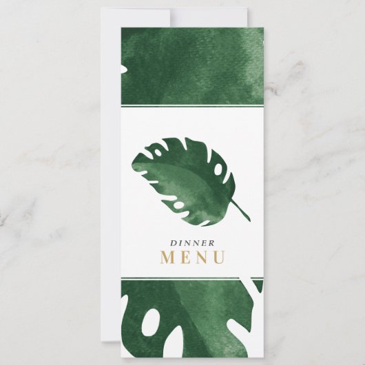 menu van het diner van het groene tropische blad kaart (Voorkant)