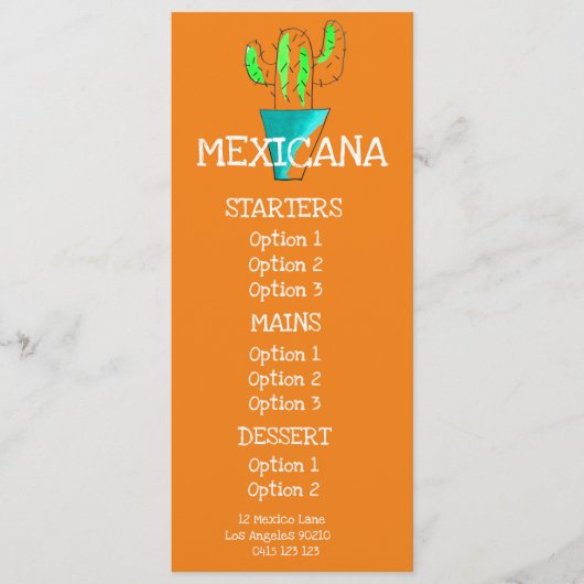 menu van het diner van het Mexicaanse restaurant (Voorkant)
