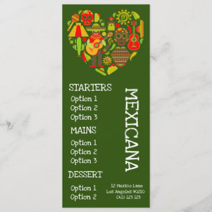 menu van het diner van het Mexicaanse restaurant