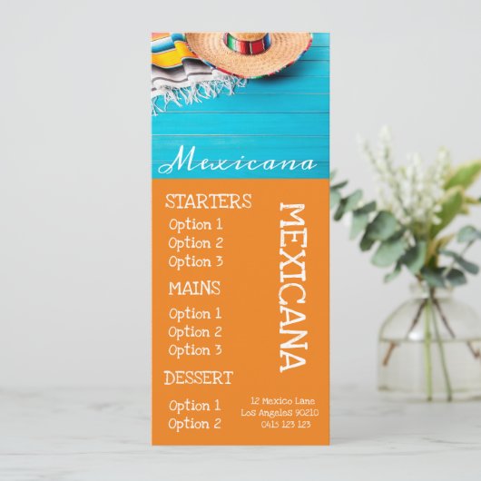 menu van het diner van het Mexicaanse restaurant b (Staand voorkant)
