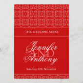 menu van het diner van het rode gestreepte bruilof (Voorkant)