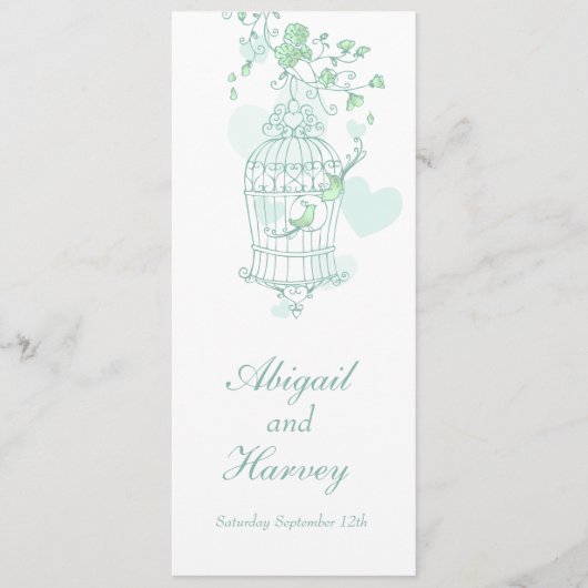 menu van het diner voor de bruiloft van groene en (Voorkant)