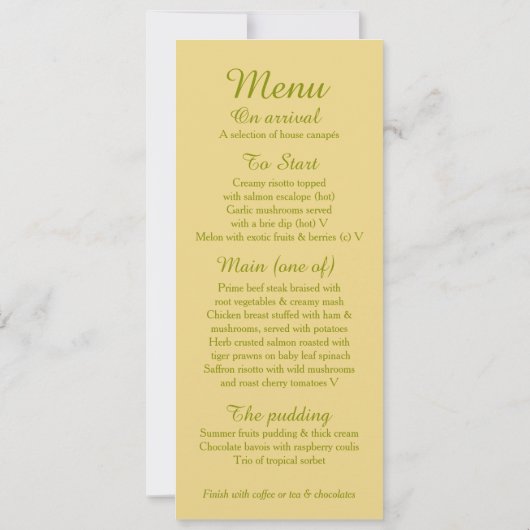 menu van het diner voor de huwelijksbruidroodbruin kaart (Achterkant)