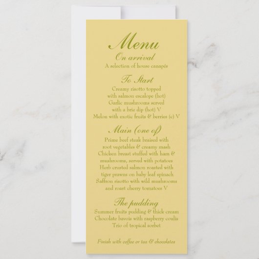 menu van het diner voor de huwelijksbruidroodbruin kaart (Achterkant)