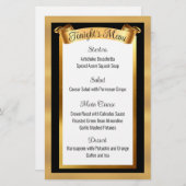 menu van het diner voor goudcatering voor bruiloft (Voorkant / Achterkant)