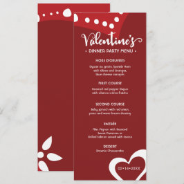 menu van het dinerfeest van Custom Red Valentijnse Kaart