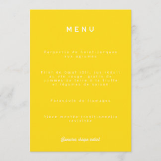 Menu van het huwelijk Colorus - Jaune Citron