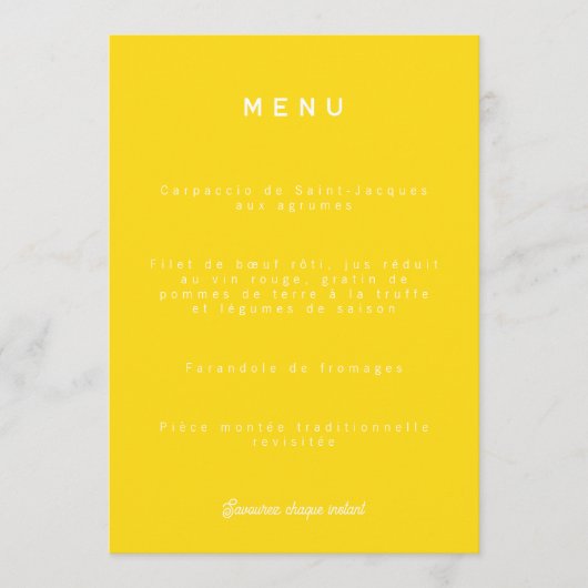 Menu van het huwelijk Colorus - Jaune Citron (Voorkant)