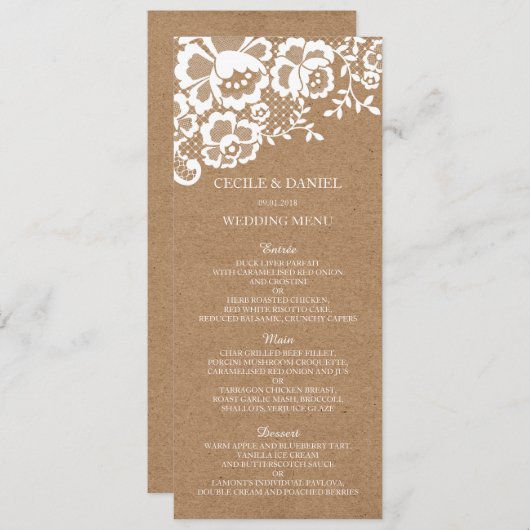 Menu van het Huwelijk van het Huwelijk van het (Voorkant / Achterkant)