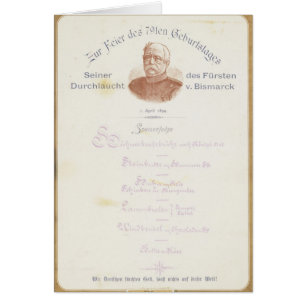 Menu van Prince von Bismarcks