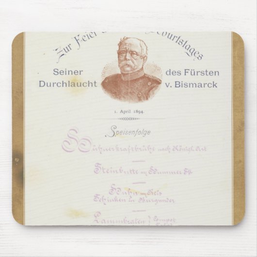 Menu van Prince von Bismarcks Muismat (Voorkant)