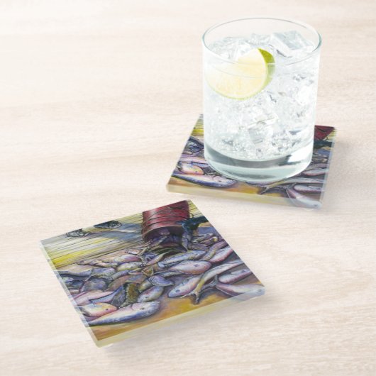 Menu van vandaag, Harbour Island, Bahama's Glazen Onderzetter (Schuin)