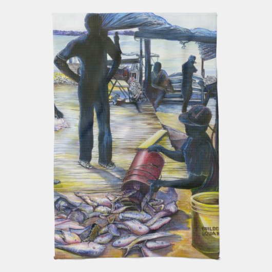 Menu van vandaag, Harbour Island, Bahama's Theedoek (Verticaal)