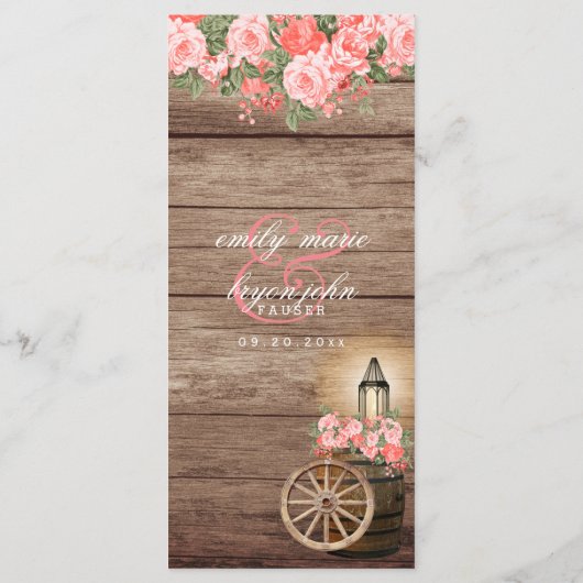 Menu - Verweerd houten vat en lantaarn - Koraal (Achterkant)