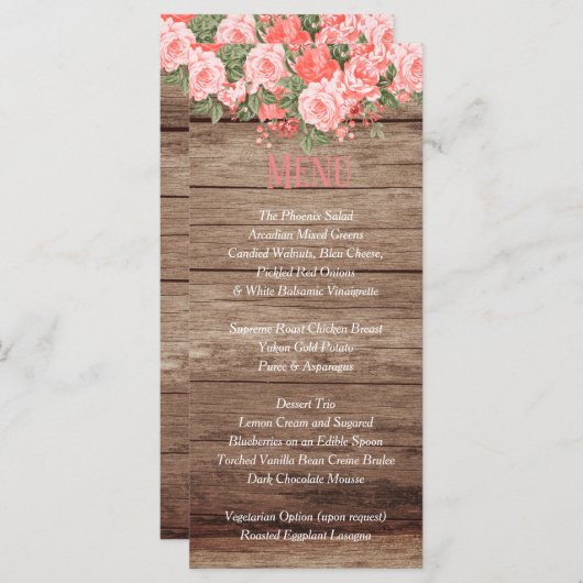 Menu - Verweerd houten vat en lantaarn - Koraal (Voorkant / Achterkant)