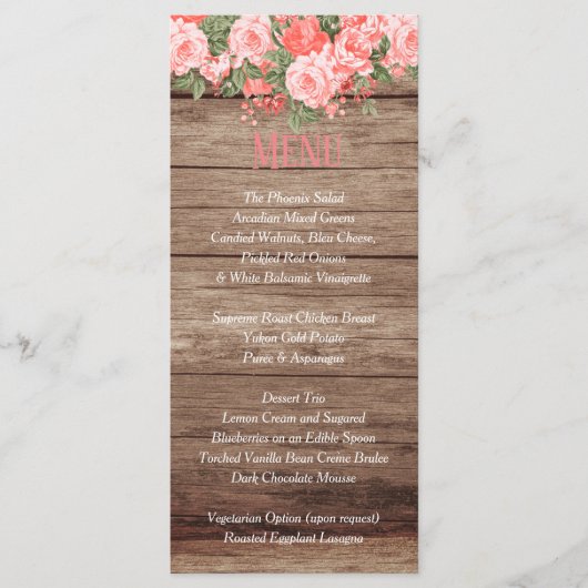 Menu - Verweerd houten vat en lantaarn - Koraal (Voorkant)