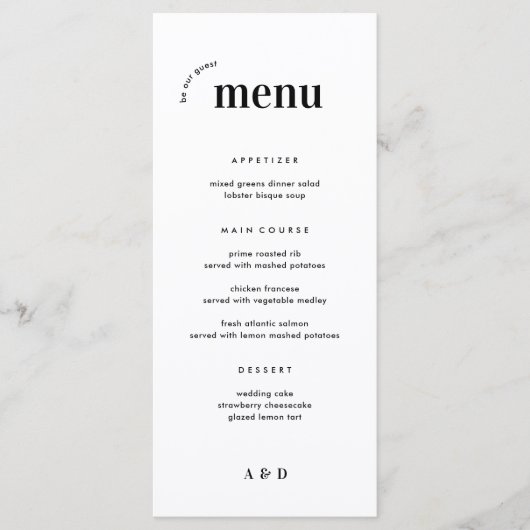 Menu Vet minimalistische bruiloft en balk (Voorkant)