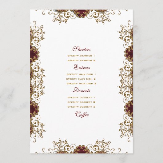 Menu vintage bruiloft Bourgogne (Achterkant)