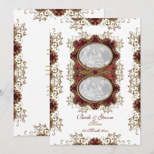 Menu vintage bruiloft Bourgogne (Voorkant / Achterkant)