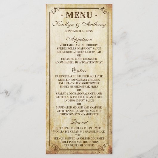 Menu Vintage Wedding (Voorkant)