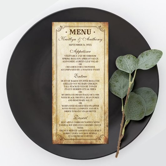 Menu Vintage Wedding