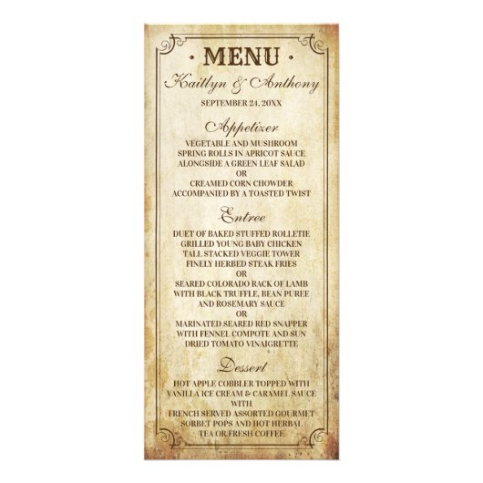 Menu Vintage Wedding (Voorkant)