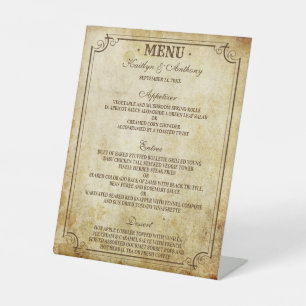 Menu Vintage Wedding Reclamebord Met Voetstuk