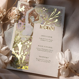 Menu Vintage Zeemeermin Art Nouveau Folie Uitnodiging