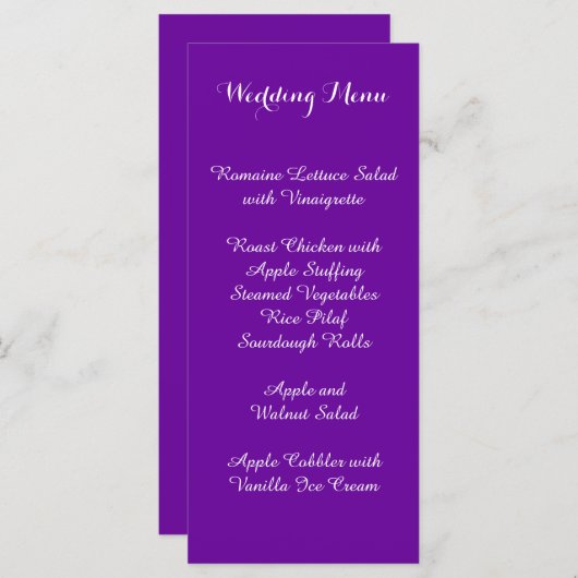 Menu Violet Paars huwelijk (Voorkant / Achterkant)