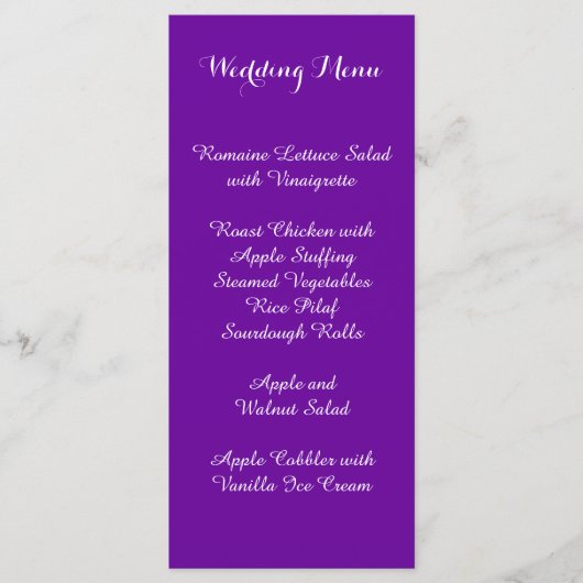 Menu Violet Paars huwelijk (Voorkant)