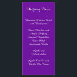 Menu Violet Paars huwelijk<br><div class="desc">Violet paars en wit trouwmenu. Kies de optie "Pas het aan" om tekst van plaats te veranderen of de doopvontstijl,  grootte of kleur te veranderen.</div>