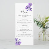 Menu Violet Waterverf Orchid Wedding (Staand voorkant)