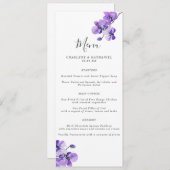 Menu Violet Waterverf Orchid Wedding (Voorkant / Achterkant)