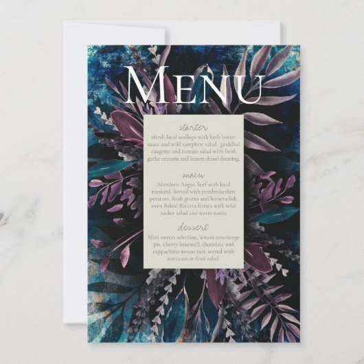 Menu Vloeienbouquet verven blauwdruk Kaart (Voorkant)