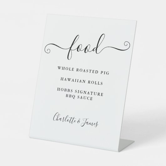 Menu Voeding zwart-wit/wit/tekenscript Reclamebord Met Voetstuk (Voorkant)