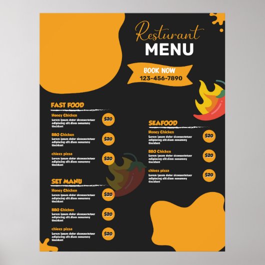 menu Voedsel Poster (Voorkant)