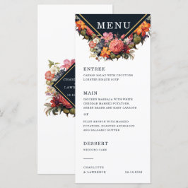 Menu voor bruiloft in bloemenstijl en retro