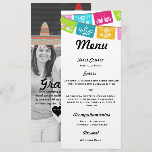 Menu voor bruiloft of feest (Voorkant / Achterkant)