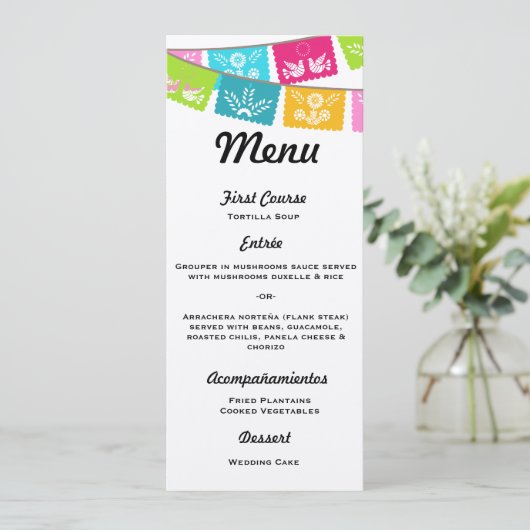 Menu voor bruiloft of feest (Staand voorkant)