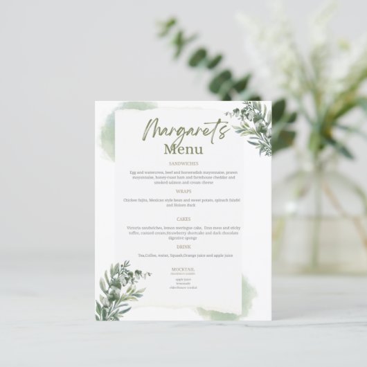 Menu voor bruiloften en verjaardagen (Staand voorkant)