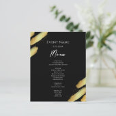 Menu voor budgetgebeurtenissen zwarte en gouden ve (Staand voorkant)