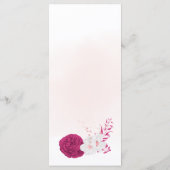 menu voor fuchsia & white floral bruiloft (Achterkant)