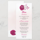 menu voor fuchsia & white floral bruiloft (Voorkant / Achterkant)